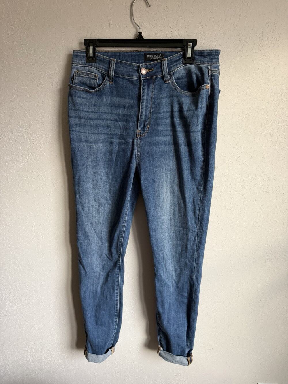 Judy Blue High Rise Mid Wash Blue Denim Skinny Jeans Womens 31 Casual